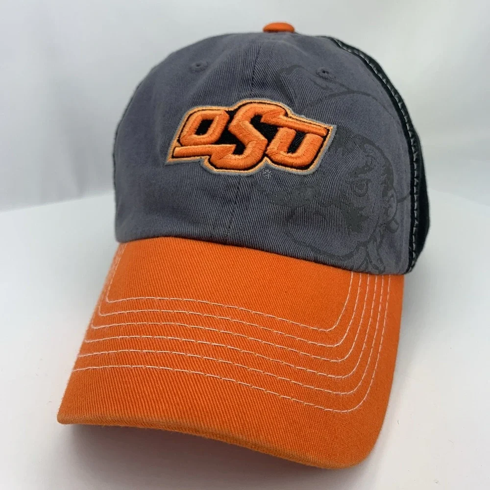 Oklahoma State OSU Cowboys Hat Pistol Pete Black Gray Orange Adjustable Cap NCAA